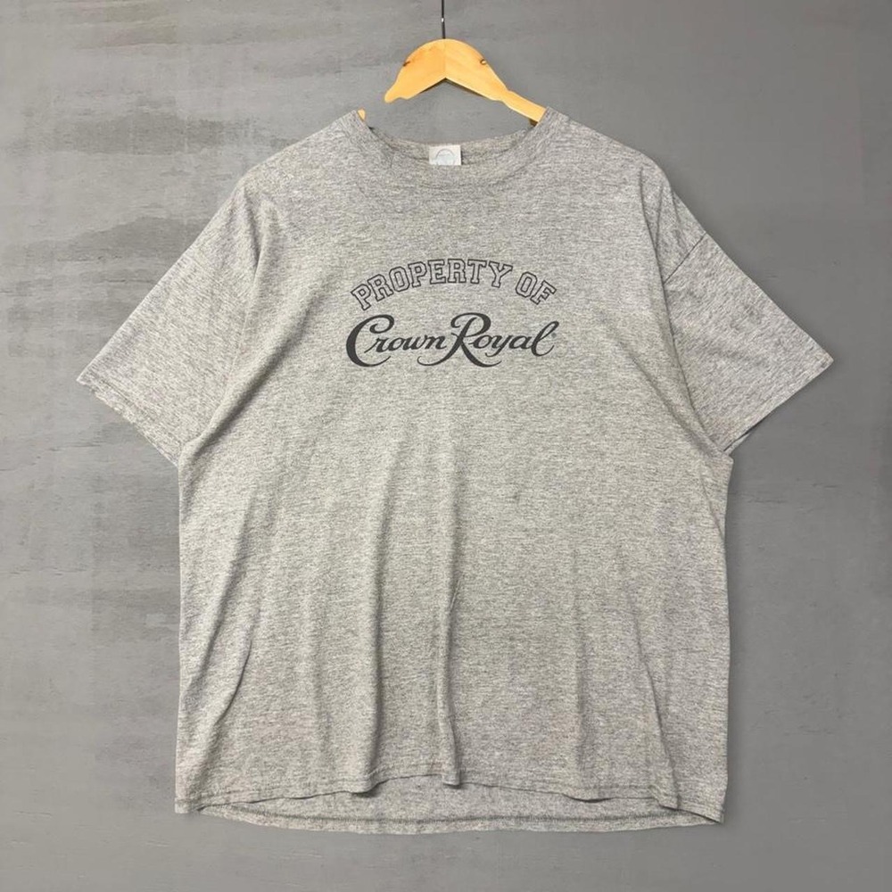 Vintage Delta Crown Royal T-Shirt Gray Property Of Graphic Alcohol Promo XL